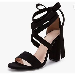 Strappy black heels, new in box